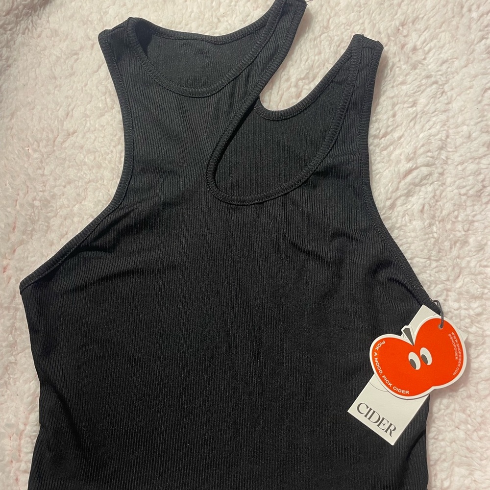 Cider Black Fitted Cut Out Tank Top
